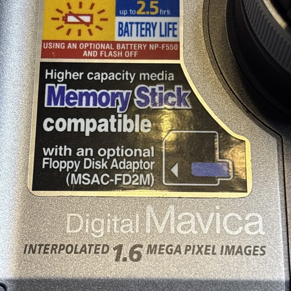 Vintage Sony MVC-FD90 Digital Mavica Camera 16x Zoom FD Drive 1.6MP Untested
